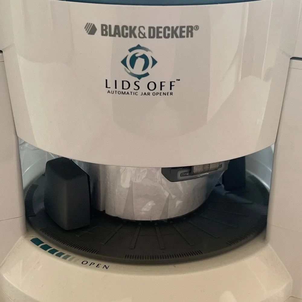 Black & Decker Lids Off Automatic Jar Opener White Teal Electric JW200 Kitchen